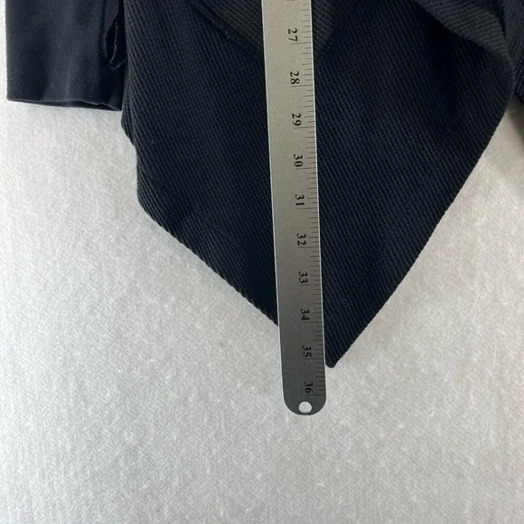 Splendid Cardigan Sz XS  Open Front Hoodie Asymmetric Supima Blend Black - Picture 9 of 10